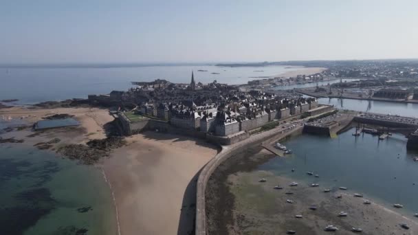 Mle Des Noires Und Die Altstadt Von Saint Malo Bretagne — Stockvideo
