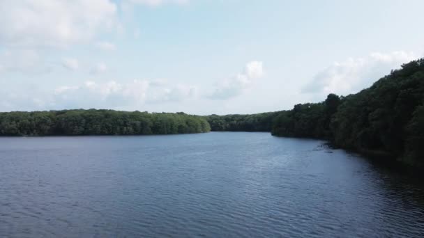 Jezioro Trmelin Lub Tremelin Okoliczne Lasy Bretania Francji Dron Powietrzny — Wideo stockowe