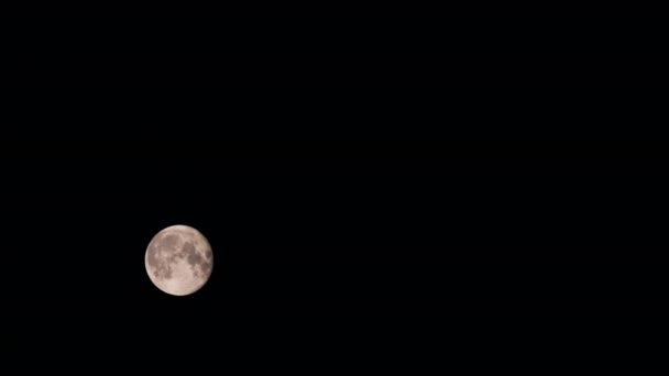 満月の下のビューは 黒い空に移動します スローモーション — ストック動画