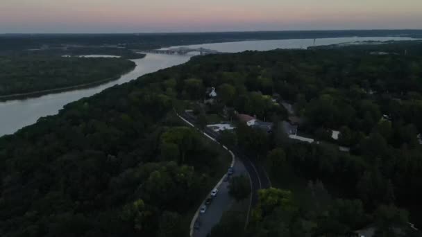 Ariel Grandview Yolu Illinois Nehri Manzarası Peoria Doğu Peoria Illinois — Stok video