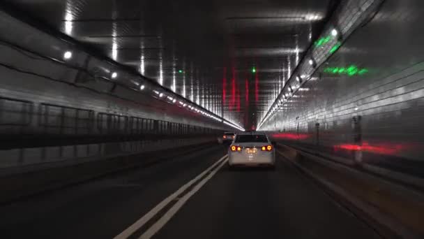 Водитель Автомобиля Через Тоннель Голландии Въезд Нью Джерси — стоковое видео