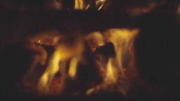 Крупним Планом Макрознімок Колод Горять Вогняній Ямі — стокове відео