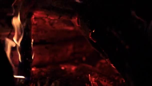 Жорсткий Знімок Колод Горять Вогняній Ямі — стокове відео