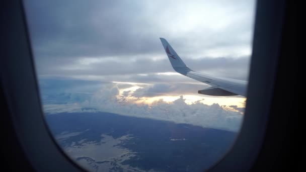 Прекрасний Захід Сонця Вікна Літака — стокове відео