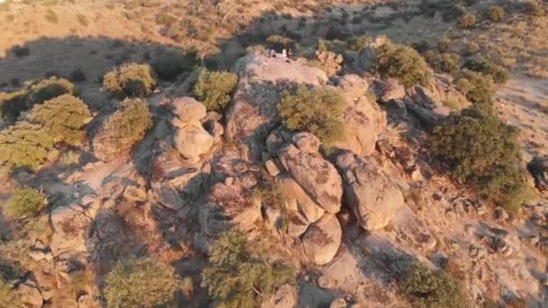 Потрясающая Солнечная Пустыня Похожая Область Поднятием Беспилотника Открывается Солнечный Теплый — стоковое видео