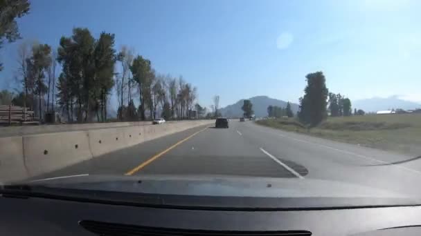 Korytarz Czasu Lapse Driving Car Window Pasażer Pov Słoneczny Dzień — Wideo stockowe