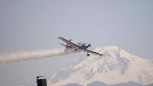 Super Chipmunk Single Engine Piston Aerobatics Airplane Airshow Slomo — Stock Video
