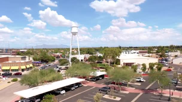 Città Gilbert Arizona Drone Che Sale Verso Torre Dell Acqua — Video Stock