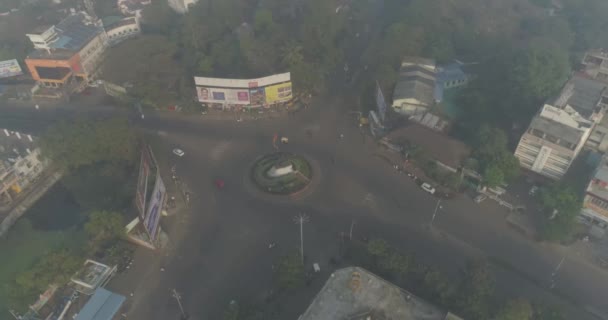 Drone Cirkelen Rond Tararani Chowk Van Kolhapur Stad Maharashtra Overdag — Stockvideo