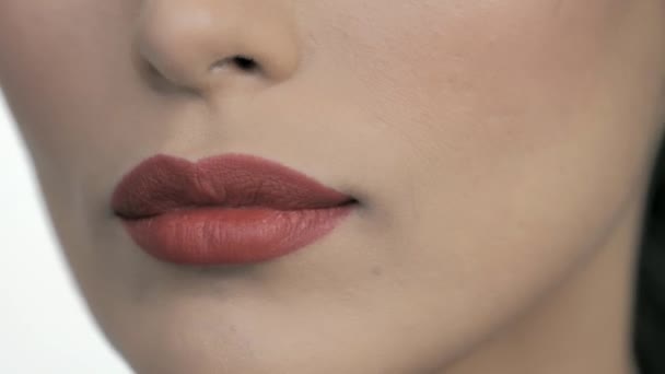 Portret Frumos Glamour Model Purtarea Cosmetice Machiaj Față — Videoclip de stoc