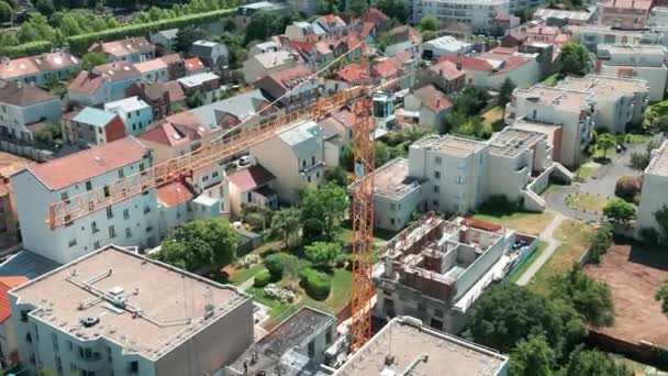 Asnires Sur Seine Paris Förorter Med Defense Skyskrapor Bakgrunden Frankrike — Stockvideo