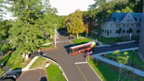 Autocarro Universidade Lehigh Sistema Transporte Estudantil Vista Aérea Outono — Vídeo de Stock