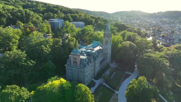 Lehigh Üniversitesi Altın Saat Boyunca Havadan Çekim — Stok video
