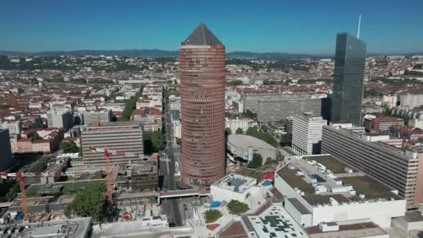 Birds Eye View Tour Part Dieu Crayon Urbanscape Lyon France — Stock Video