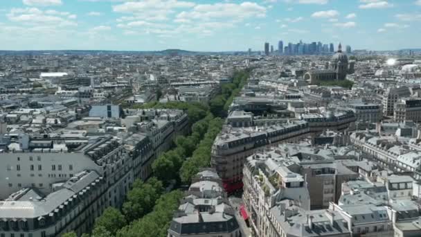 Printemps Haussmann Shopping Luxo Paisagem Urbana Paris Aeronaves Para Trás — Vídeo de Stock