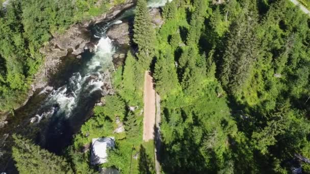 Person Riding Zipline River Stream Voss Climbing Zipline Park Owned — Stock Video