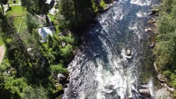 Zipline Crossing River Stream Voss Climbing Zipline Park Owned Voss — Stock Video