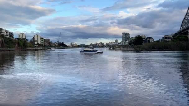 Tiro Estático Baixo Nível Capturando Transporte Catamarãs Barco Translink Citycat — Vídeo de Stock