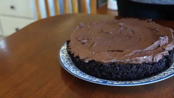 Placering Det Andra Lagret Kaka Basen Chocolate Cake Series — Stockvideo