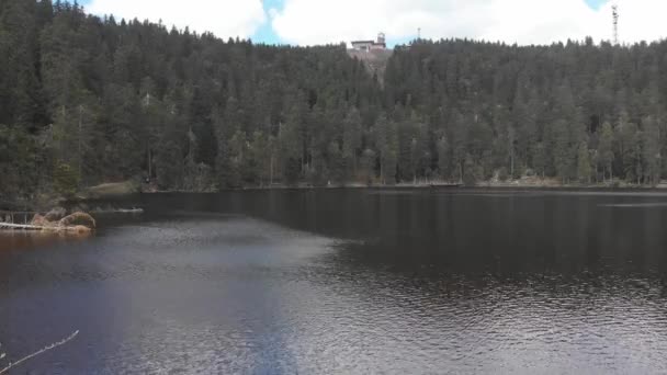 Estático Estabelecendo Tiro Superfície Água Ondulada Lago Mummelsee Alemanha Lugar — Vídeo de Stock