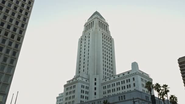 Panning Tiro Tribunal Los Angeles Câmara Municipal Que Centro Governo — Vídeo de Stock