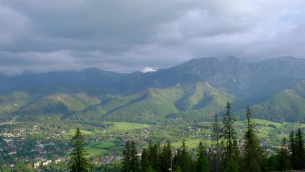 Tatry Tatra Mountain Range Legendární Giewont Peak Zakopane Polsko Pohledy — Stock video
