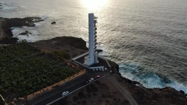 Letecký Záběr Kolem Majáku Buenavista Del Norte Tenerife — Stock video