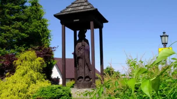 Wooden Sculpture Shrine Saint Martin Famous Wooden Polish Church Martin — Stock Video