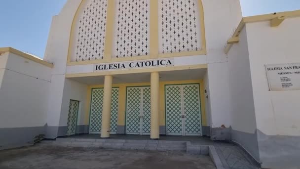 Vista Exterior Única Igreja Católica Laayoune Aaiun Igreja Construída Pelos — Vídeo de Stock