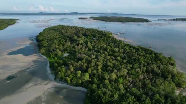 Aerial Landscape Golden Hour Sunrise Morning Leebong Island Indonesia — Stock Video