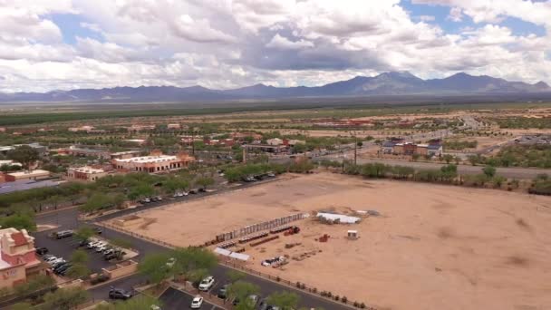 Nákupní Centrum Stavební Zóna Sahuarita Arizona Drone Pullback — Stock video