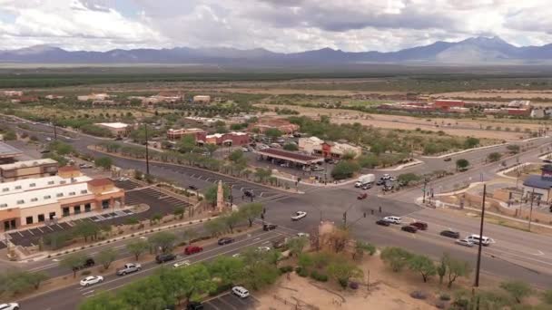 Ocupada Intersección Cerca Sahuarita Green Valley Arizona Drone Vista Tiendas — Vídeos de Stock