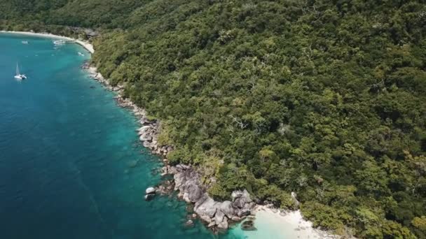 Drone Anteny Patelni Dół Aby Pokazać Tropikalny Niebieski Czystej Wody — Wideo stockowe