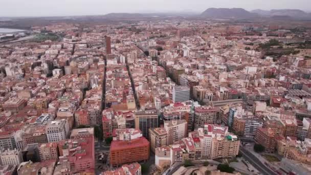 Luftutsikt Alicante Spania Cityscape Bygninger Gater Droneskudd – stockvideo