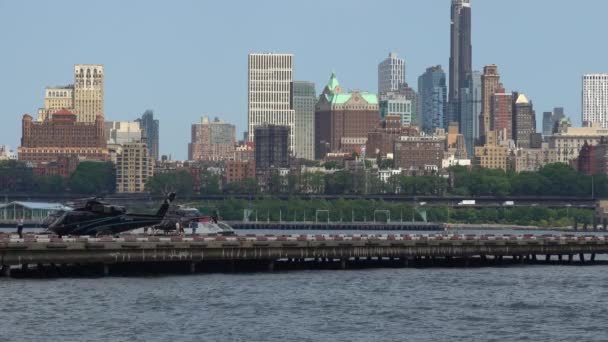 Helicopter Landing Platform Manhattan New York — Stock Video