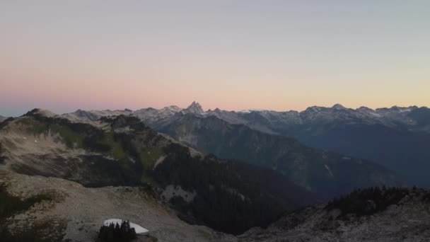 Epic Sunset Aerial Footage Mount Brew Incredible View British Columbia — Stock Video