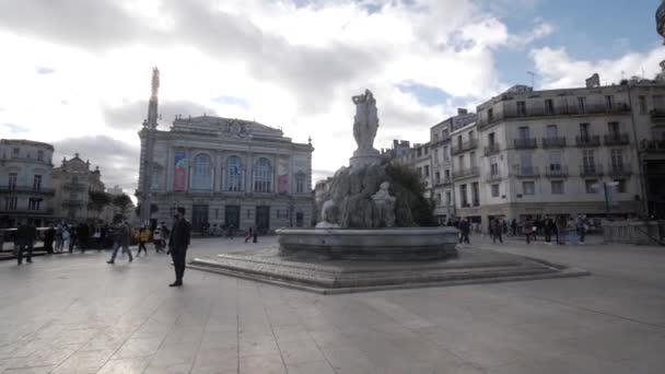Πηγή Από Τις Τρεις Χάρες Montpellier Ίδρυση Gimbal Shot — Αρχείο Βίντεο