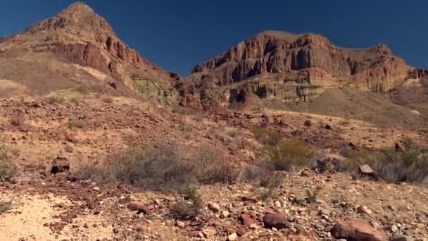 Big Bend Ulusal Parkı Arid Yamaçlarında Jagged Desert Rock Oluşumu — Stok video