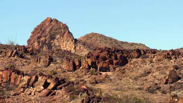 Rocky Desert Περιβάλλον Τοπίο Στο Τέξας Harsh Sunlight Ηπα — Αρχείο Βίντεο