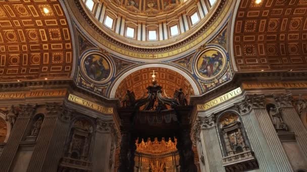 Basílica San Pedro Iglesia Situada Vaticano Roma Italia Arquitectura Renacentista — Vídeos de Stock