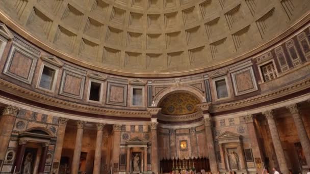 Pantheon Former Ancient Roman Temple Rome Italy Has Dome Central — Stock Video
