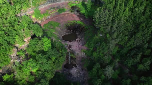 Kaaterskill Falls Catskill Mountains Vacker Antenn Bild Simning Hål Med — Stockvideo