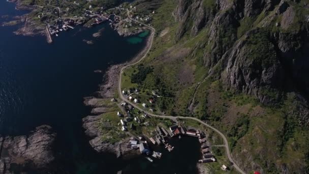Vista Aérea Linha Lofoten Coast Noruega — Vídeo de Stock