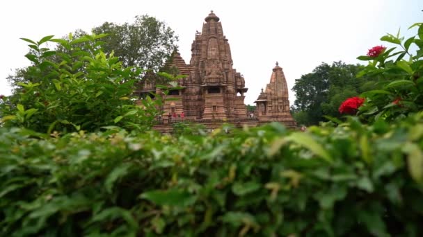 Khajuraho Templom Nyugati Csoportja Madhya Pradesh India Panning — Stock videók