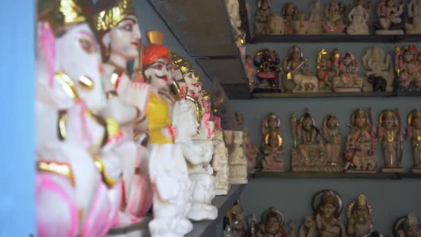 Marmorstatyer Visas Bhedaghat Souvenir Butiker Jabalpur Madhya Pradesh Indien Selektiv — Stockvideo