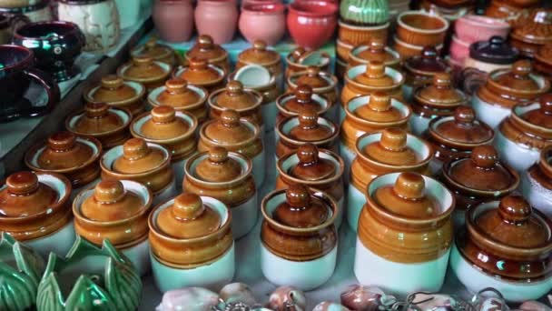 Cerámica Porcelana Jarrón Mercado Recuerdos Bhedaghat Jabalpur Madhya Pradesh India — Vídeos de Stock