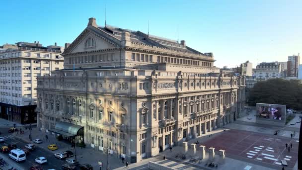 Drone Uitzicht Het Indrukwekkende Coln Theatre Buenos Aires — Stockvideo