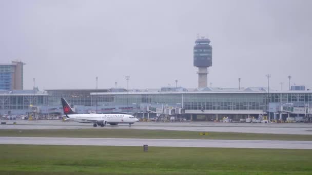 Aereo Air Canada All Aeroporto Vancouver Giorno Coperto — Video Stock