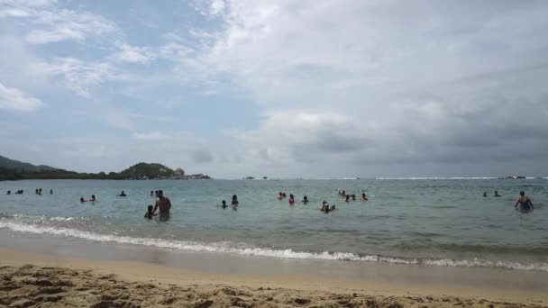 Landscape Beach Brazil People Bathing Middle Summer — Stock Video