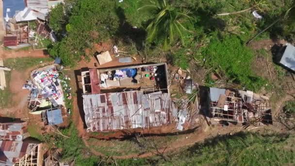 Hus Förstörda Fiona Hurricane Samana Dominikanska Republiken Antenn Uppifrån Och — Stockvideo